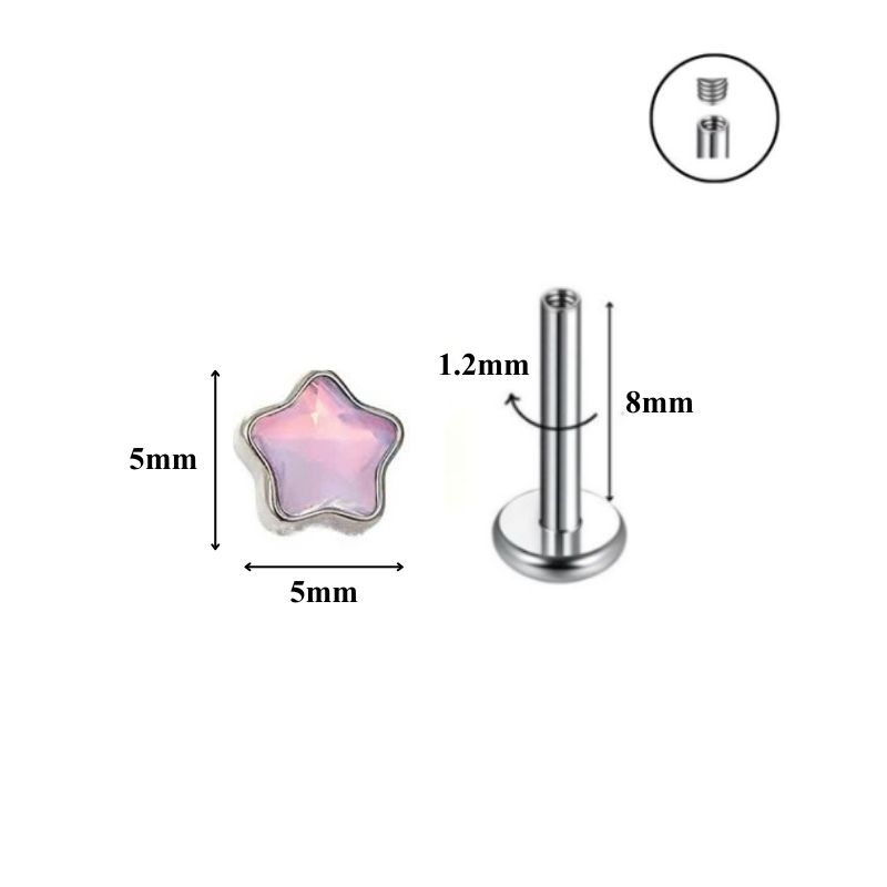 Khuyên tai ngôi sao đá ánh trăng / Titan - 5 màu - Unisex