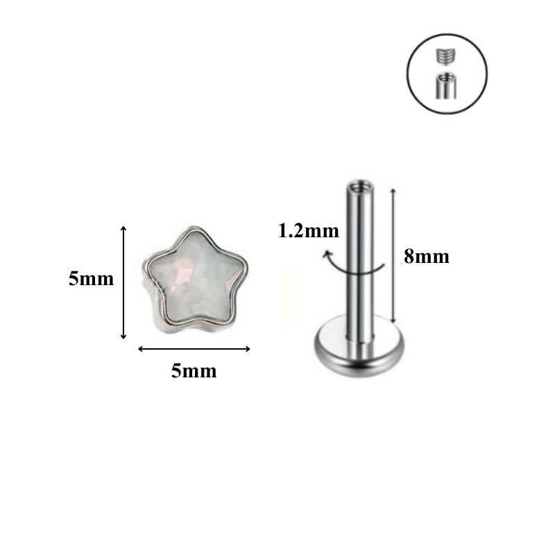 Khuyên tai ngôi sao đá ánh trăng / Titan - 5 màu - Unisex