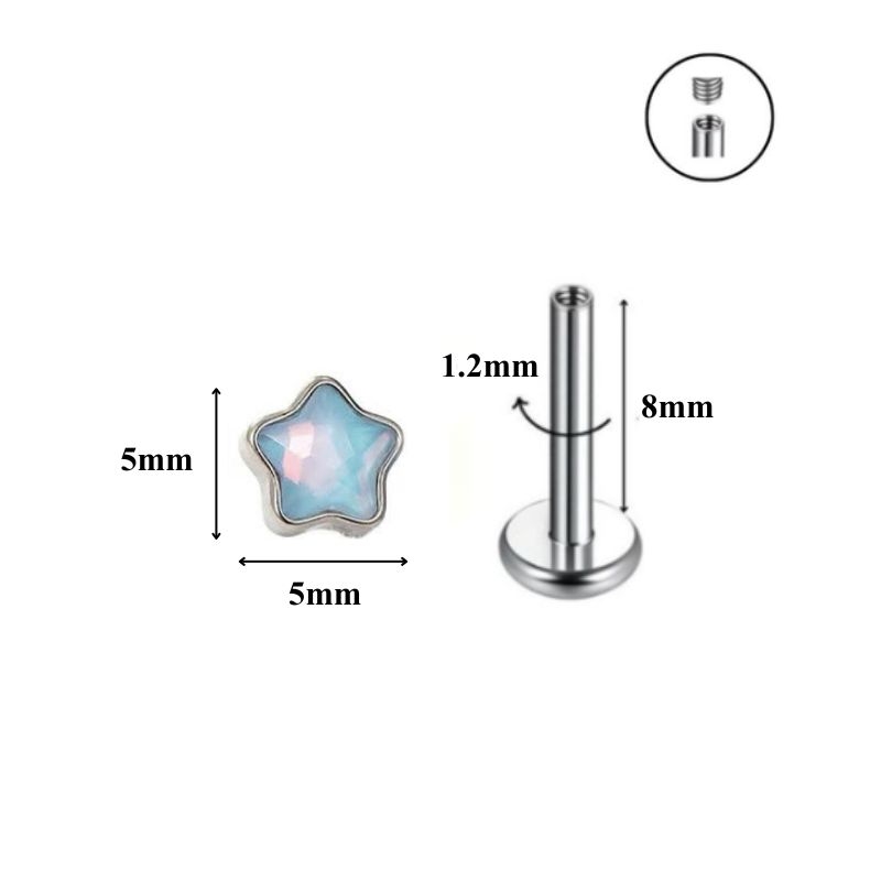 Khuyên tai ngôi sao đá ánh trăng / Titan - 5 màu - Unisex