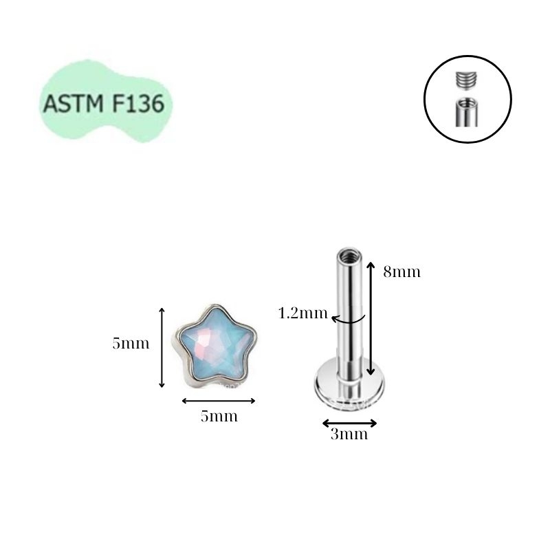 Khuyên tai ngôi sao đá ánh trăng / Titan - 5 màu - Unisex