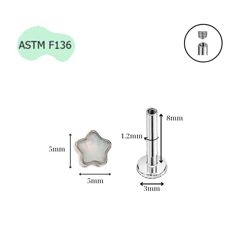 Khuyên tai ngôi sao đá ánh trăng / Titan - 5 màu - Unisex