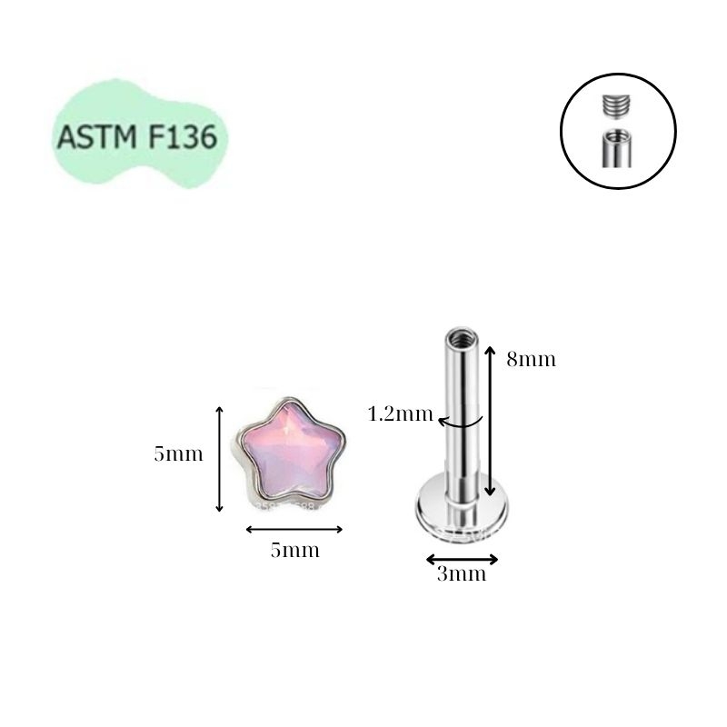 Khuyên tai ngôi sao đá ánh trăng / Titan - 5 màu - Unisex