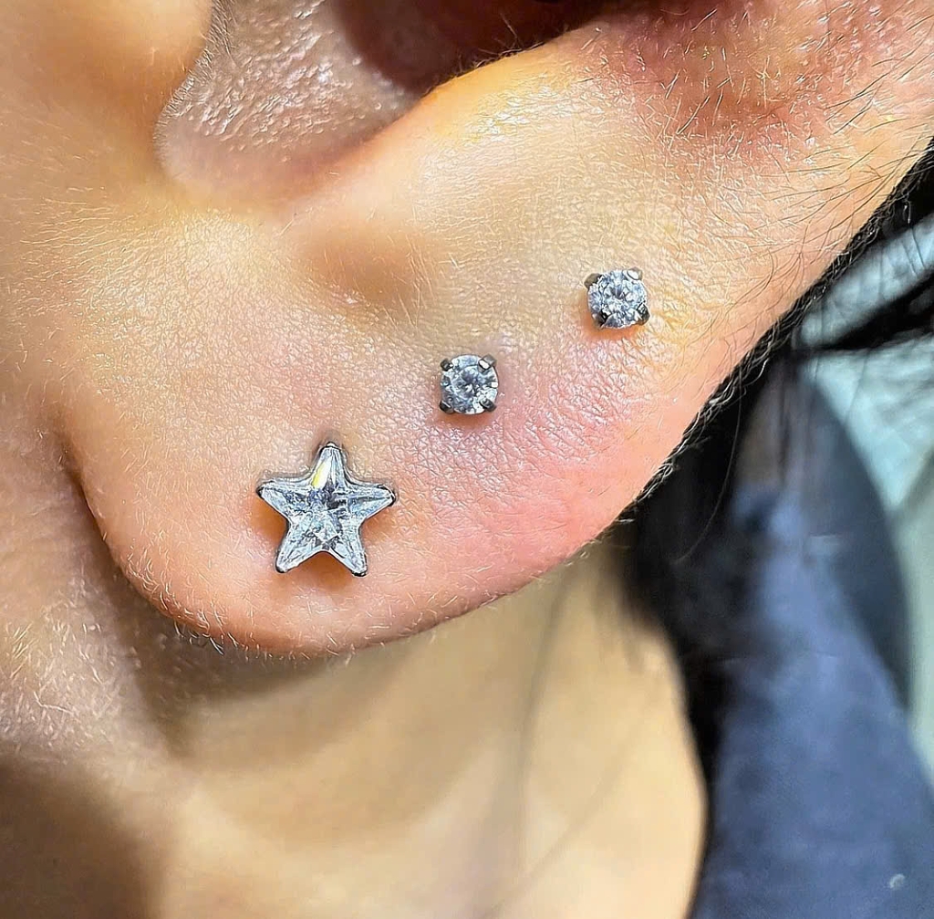 Khuyên tai ngôi sao đính đá Titan 4 màu - Hàng chất lượng