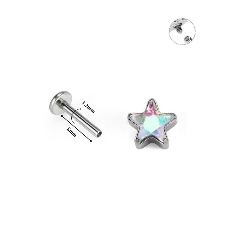 Khuyên tai ngôi sao đính đá Titan 4 màu - Hàng chất lượng