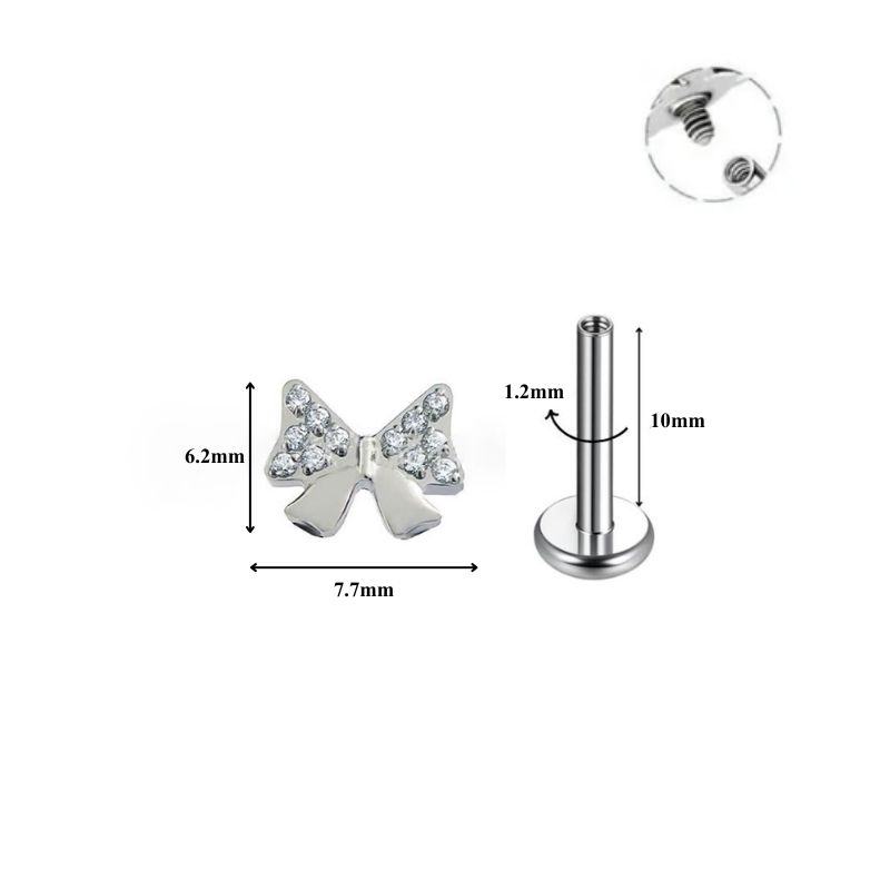 Khuyên tai nơ trắng dễ thương - Titan