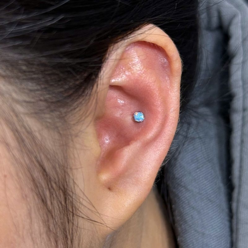 Khuyên tai đá Opal màu mới - Titanium F136 - 1.2*10mm