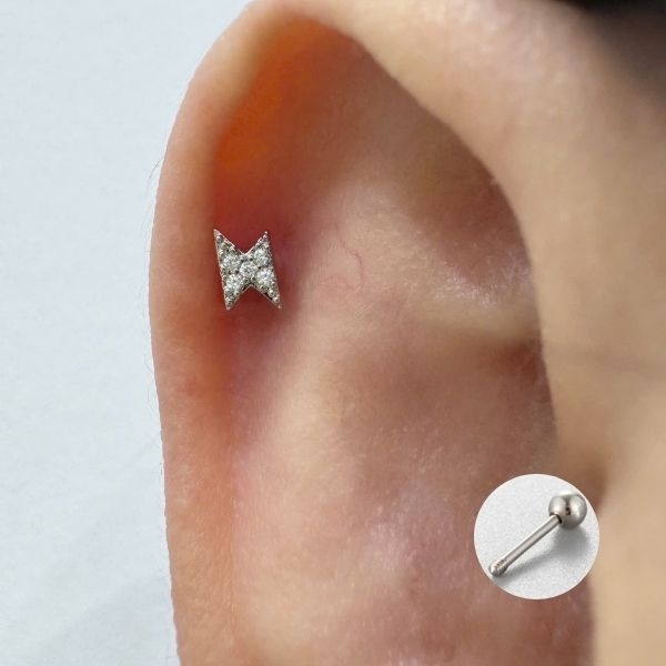 Khuyên tai sấm sét đính đá / Hợp kim