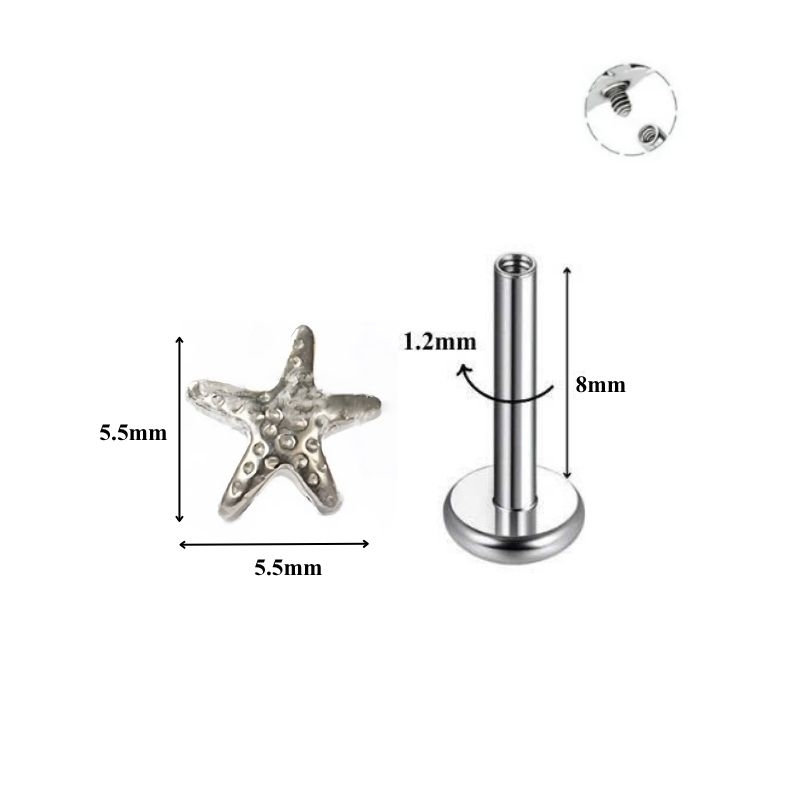 Khuyên tai sao biển Unisex - Titan - 1.2*8mm