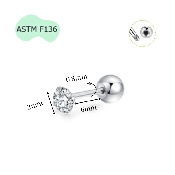 Khuyên tai titanium đính đá nhiều size