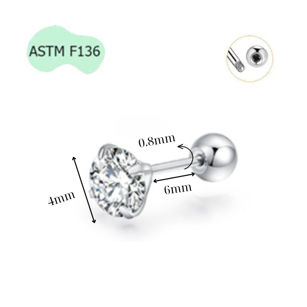 Khuyên tai titanium đính đá nhiều size