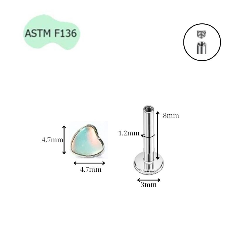 ok365 trái tim Opal (màu mới) - 1.2*8mm