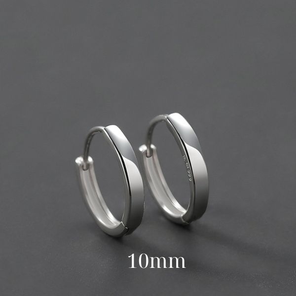 Khuyên tai tròn basic cá tính 2 size - Chất liệu bạc 925
