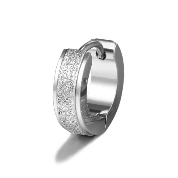 Khuyên tai tròn nhám Unisex - 3 màu - Thép không gỉ