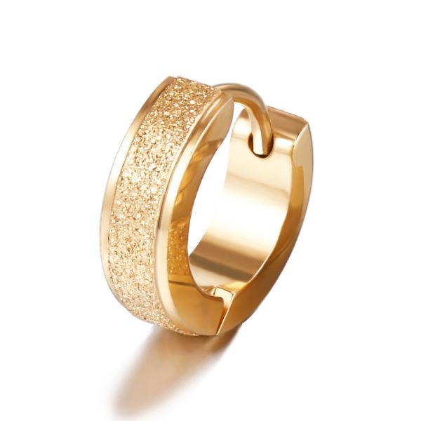 Khuyên tai tròn nhám Unisex - 3 màu - Thép không gỉ