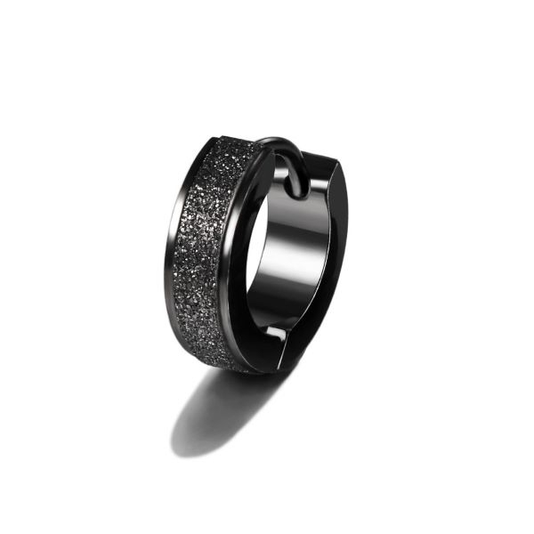 Khuyên tai tròn nhám Unisex - 3 màu - Thép không gỉ