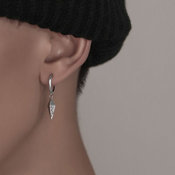 Khuyên tai tròn tòn ten Vintage - 10mm - Bạc