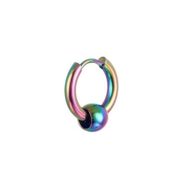 Khuyên tai tròn Unisex kèm bi nhiều màu
