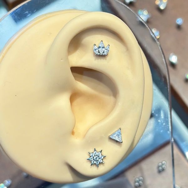 Titan / Đá tam giác unisex - 1.2*8mm