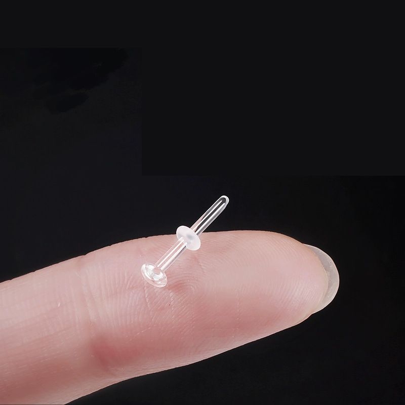 Khuyên thủy tinh giấu lỗ xỏ - trong suốt, tiệt trùng, phù hợp lỗ xỏ mới