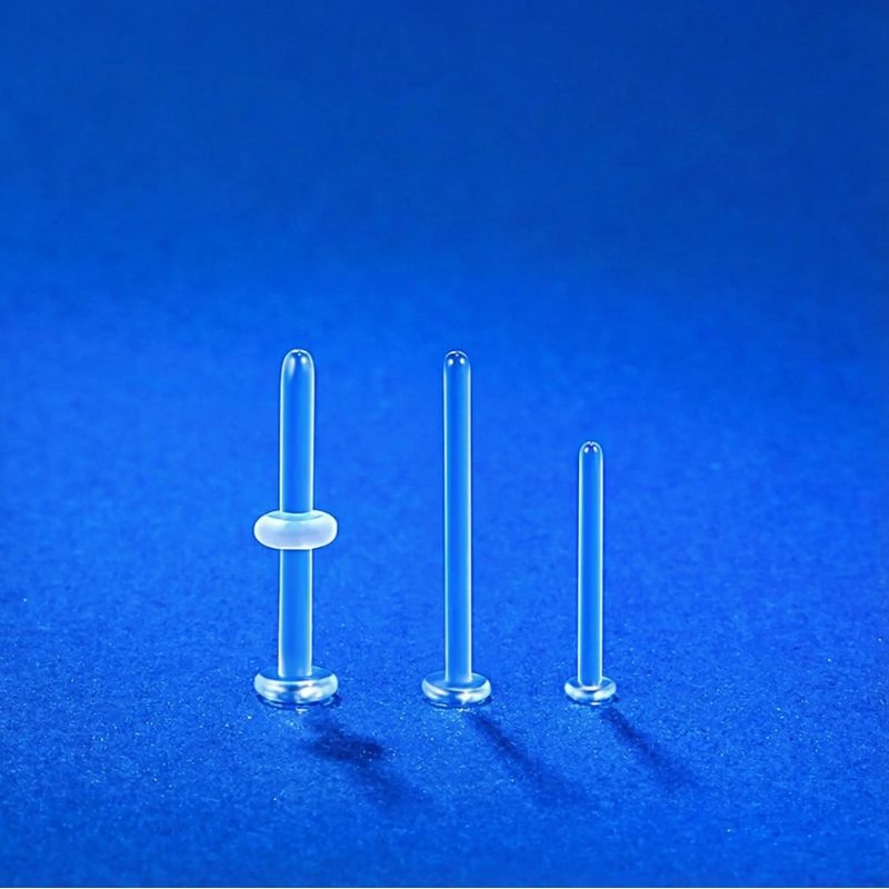 Khuyên thủy tinh giấu lỗ xỏ (đầy đủ size) - Trong suốt