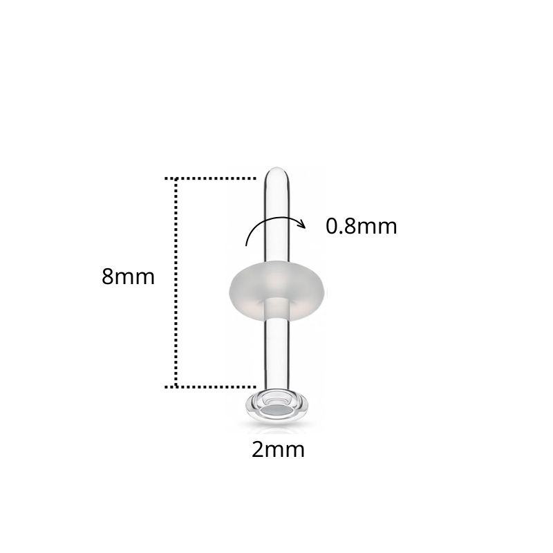 Khuyên thủy tinh giấu lỗ xỏ - trong suốt, tiệt trùng, phù hợp lỗ xỏ mới