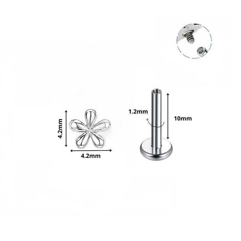 Khuyên titan hoa cúc dễ thương - 1.2*10mm