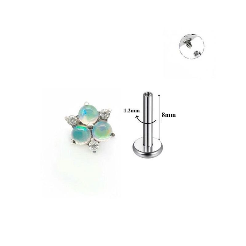 Khuyên titan hoa đính đá dễ thương - 1.2*8mm