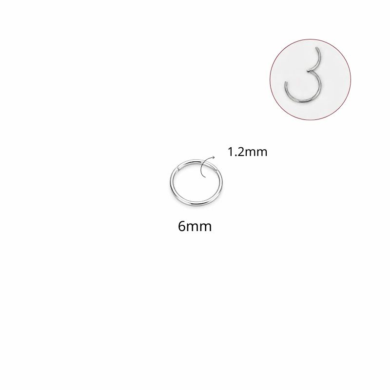 Khuyên tròn bấm có nút bật nhiều size - Màu bạc