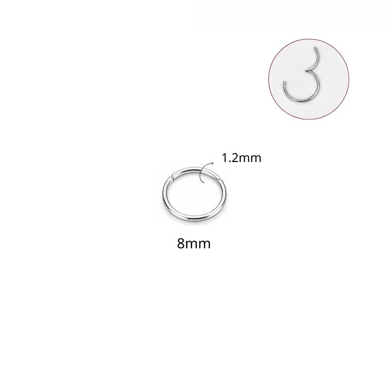 Khuyên tròn bấm có nút bật nhiều size - Màu bạc