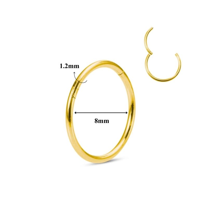 Khuyên tròn bấm có nút bật nhiều size - Màu vàng