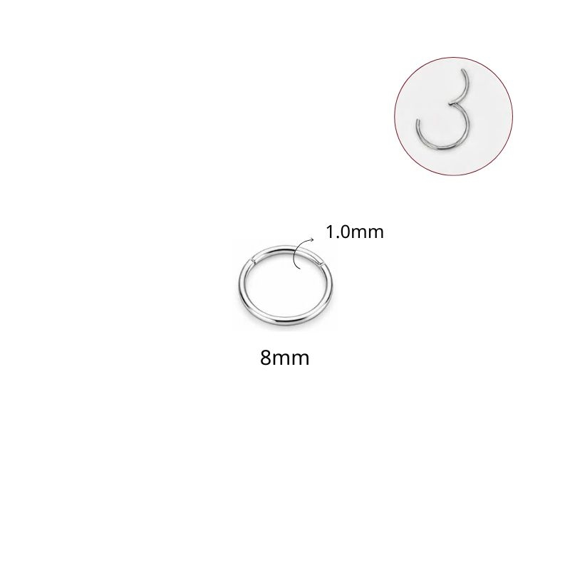 Khuyên tròn bấm có nút bật nhiều size - Màu bạc