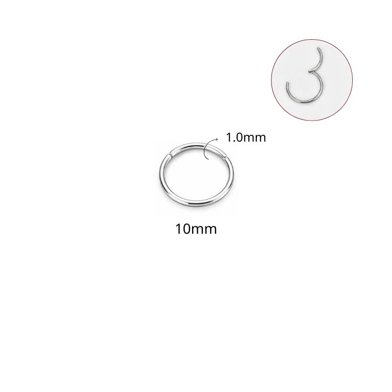 Khuyên tròn bấm có nút bật nhiều size - Màu bạc
