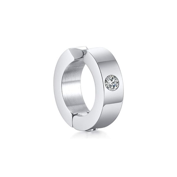 Khuyên tròn đính hạt không cần xỏ 8mm - Thép không gỉ