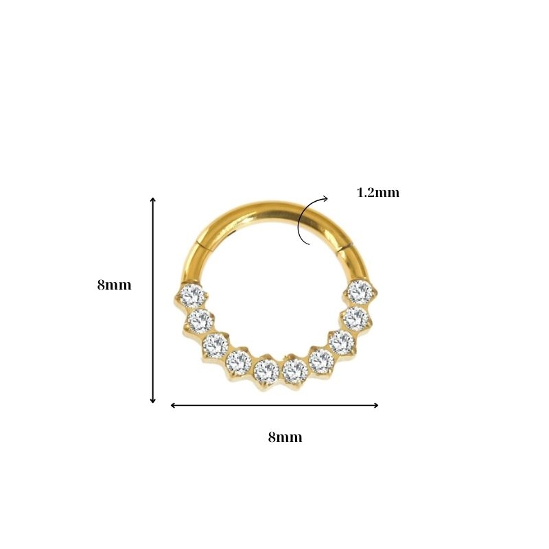 Khuyên tròn Titan F136 đính đá xinh xắn - 2 màu