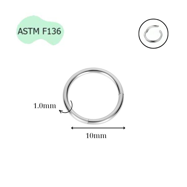 Khuyên tròn Titanium F136 (Silver), đầy đủ size