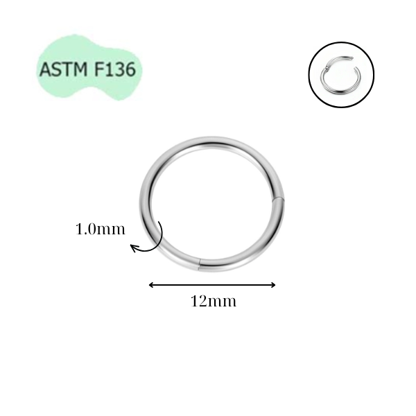Khuyên tròn Titanium F136 (Silver), đầy đủ size