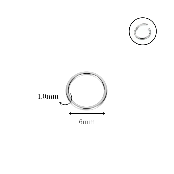 Khuyên tròn Titanium F136 (Silver), đầy đủ size
