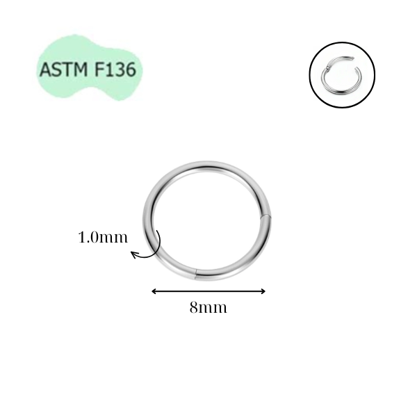 Khuyên tròn Titanium F136 (Silver), đầy đủ size