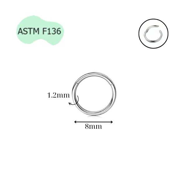 Khuyên tròn Titanium F136 (Silver), đầy đủ size
