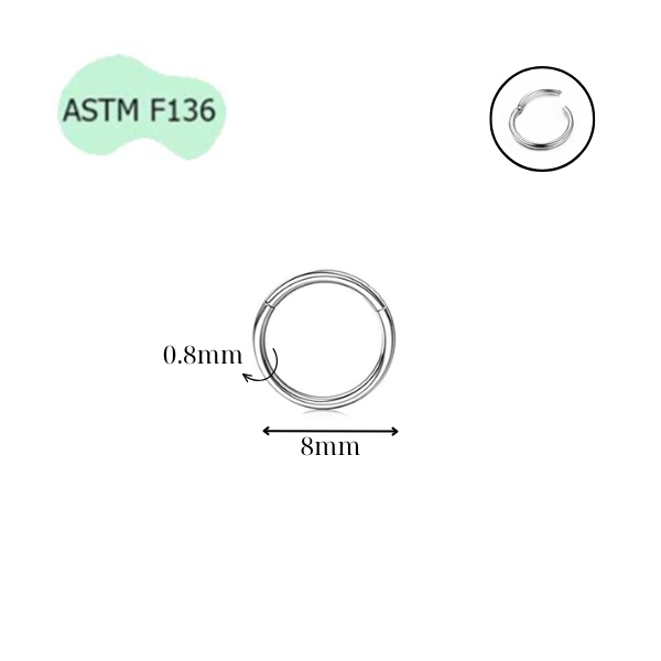 Khuyên tròn Titanium F136 (Silver), đầy đủ size