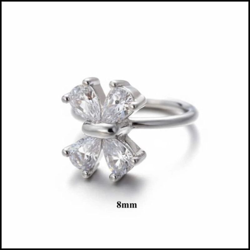 Khuyên tròn nơ xinh xắn 1.2*8mm/Hợp kim - 2 màu