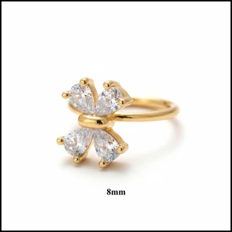 Khuyên tròn nơ xinh xắn 1.2*8mm/Hợp kim - 2 màu