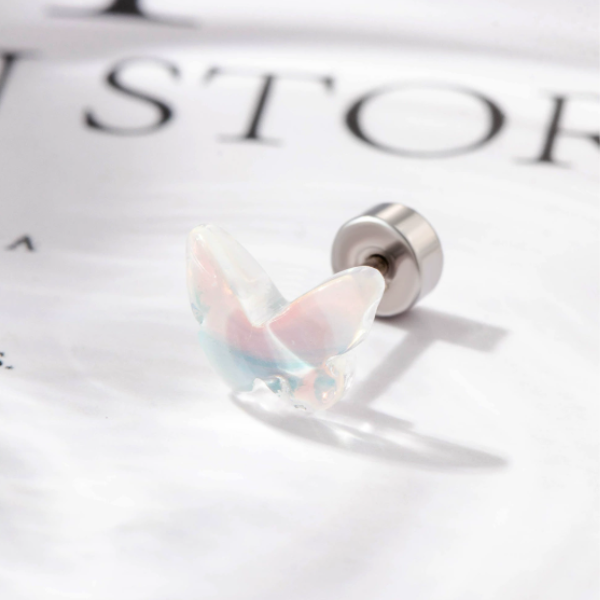 Khuyên bướm pha lê / Hợp kim - 2 màu