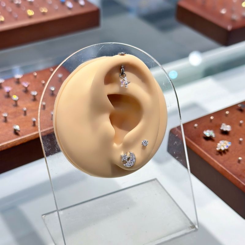 Moon & Star Earring 1.2*6mm / Hợp kim