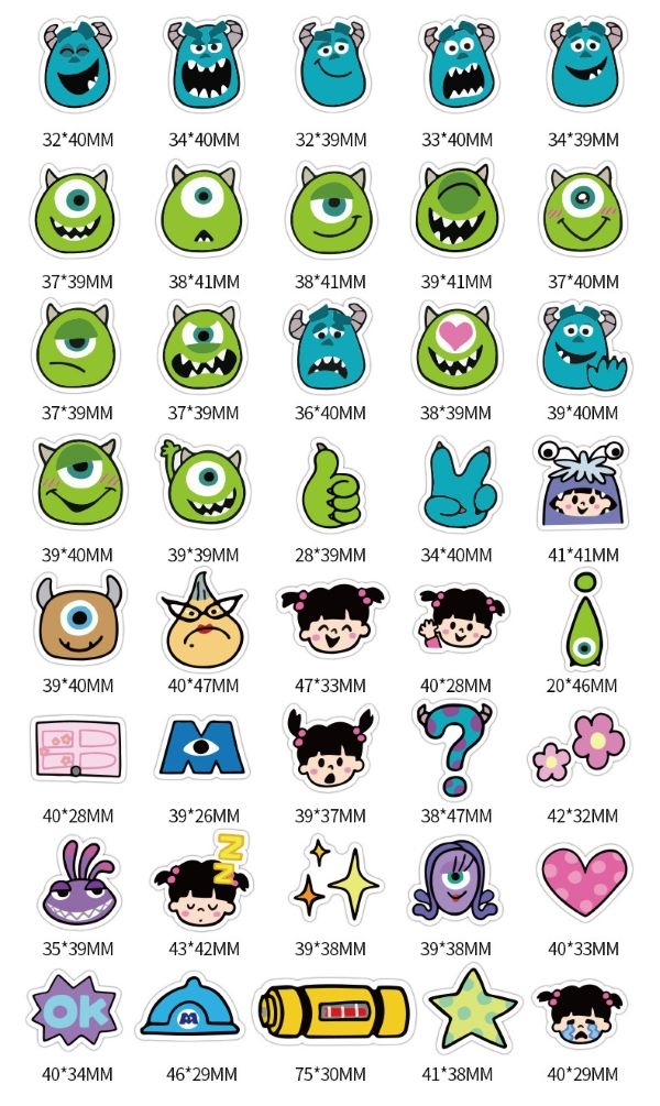 Set 40 sticker hoạt hình Disney - Monsters