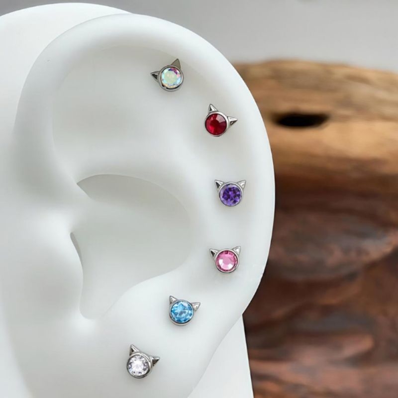 Titanium F136 Sparkly Kitten - 6 màu (đã kèm thân khuyên)