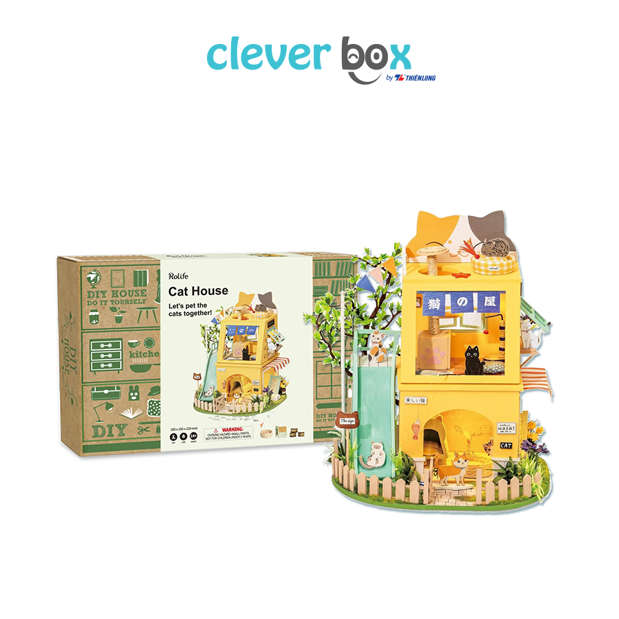 Mô Hình Lắp Ráp Gỗ Ngôi Nhà Mèo Robotime Rolife Cat House DG149