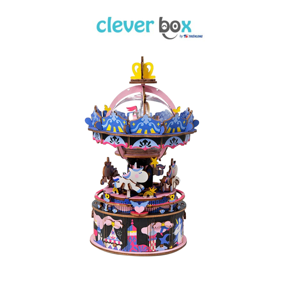 Mô Hình Lắp Ráp Hộp Nhạc Robotime Rolife Starry Night AM44 -  Vòng Quay Ngựa Gỗ