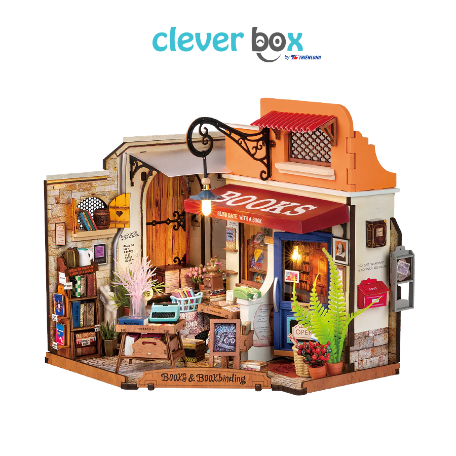 Mô Hình Lắp Ráp Nhà Búp Bê Robotime Rolife Corner Bookstore - Tiệm Sách