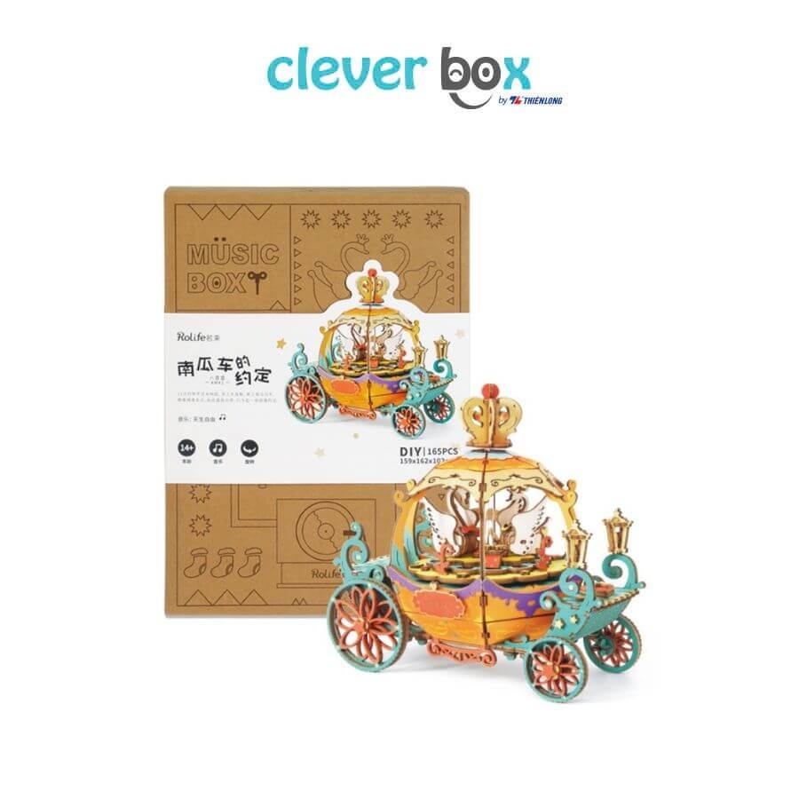 Mô Hình Lắp Ráp Gỗ 3D Hộp Nhạc Xe Bí Ngô | Pumpkin Carriage AM41 Rolife Robotime